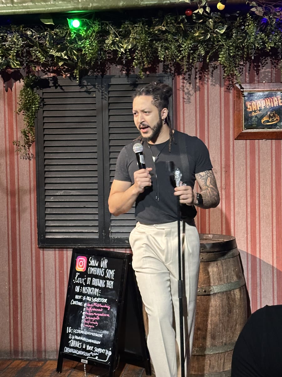 Comedian on stage Copenhagen